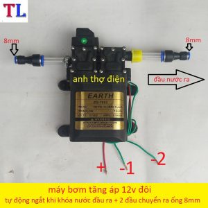 Máy bơm nước mini 12 v phun sương tăng áp lực nước cực mạnh 2 moter