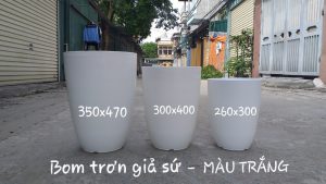 Chậu bom trơn giả sứ màu trắng